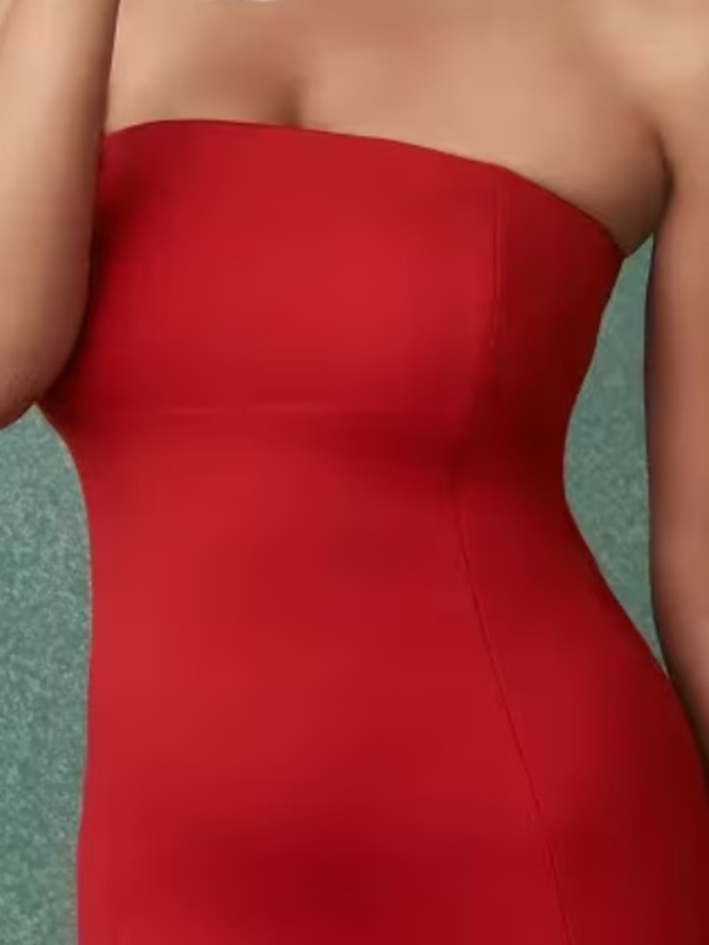 Spanx Large Regular Dress Strapless Ponte Midi Bustier in Spanx Red NWT - Picture 9 of 12